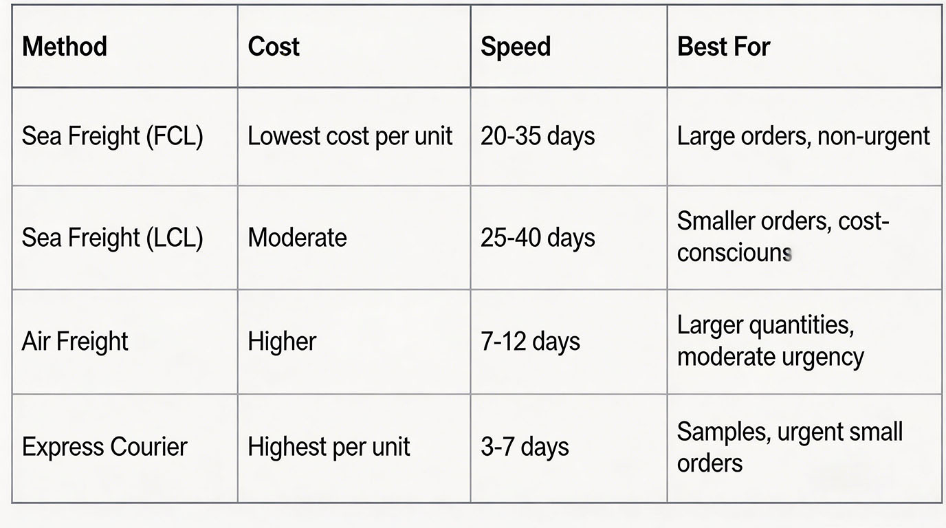 Shipping Methods Chart Visual News - What is your process for tracking orders and managing logistics?