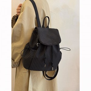 TRUST-U Lightweight and stylish nylon backpack with plaid pattern, casual and versatile, perfect for commuting or as a shoulder bag