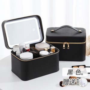 TRUST-U Lightweight LED lighted cosmetic bag, internet celebrity lighted and mirrored cosmetic bag, professional portable cosmetic storage bag
