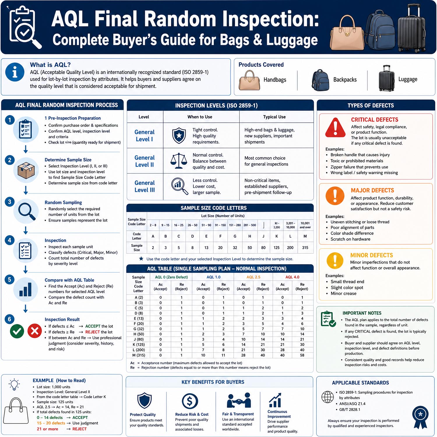 AQL-Based Final Random Inspection for Bags & Backpacks Sourced from China: A Complete Buyer’s Guide