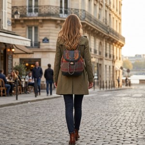 TRUST-U Retro Wool Plaid Backpack with Chain Strap – Large Capacity Preppy Style School Travel Bag