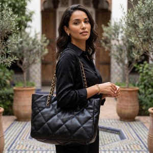 TRUST-U Зур сыйдырышлы чылбырлы сумка – Эшкә бару өчен ретро PU күн җилкә сумкасы