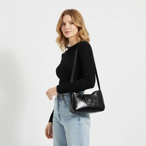 TRUST-U Retro Black Underarm Bag with Chain Strap – Versatile Preppy Style Shoulder Purse for Women