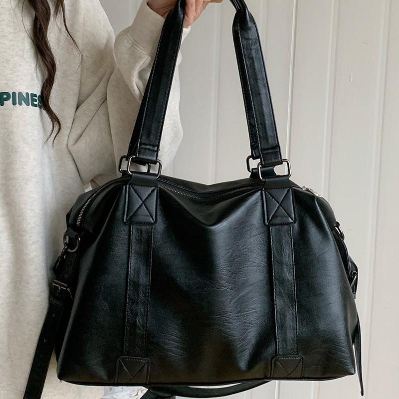 TRUST-U Unisex Waterproof PU Leather Duffle Bag – Large Capacity Travel Tote with Wet Pocket