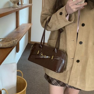 TRUST-U Retro bowling ball shoulder bag, women’s bag, underarm handle, large capacity pillow bag, textured solid color niche bag