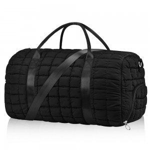 Trust-U Quilted Travel Duffle Bag for Women Medium Weekender Bag Puffer Overnight Bag Large Soft Puffy Duffel Bag Carry-On Gym Bag