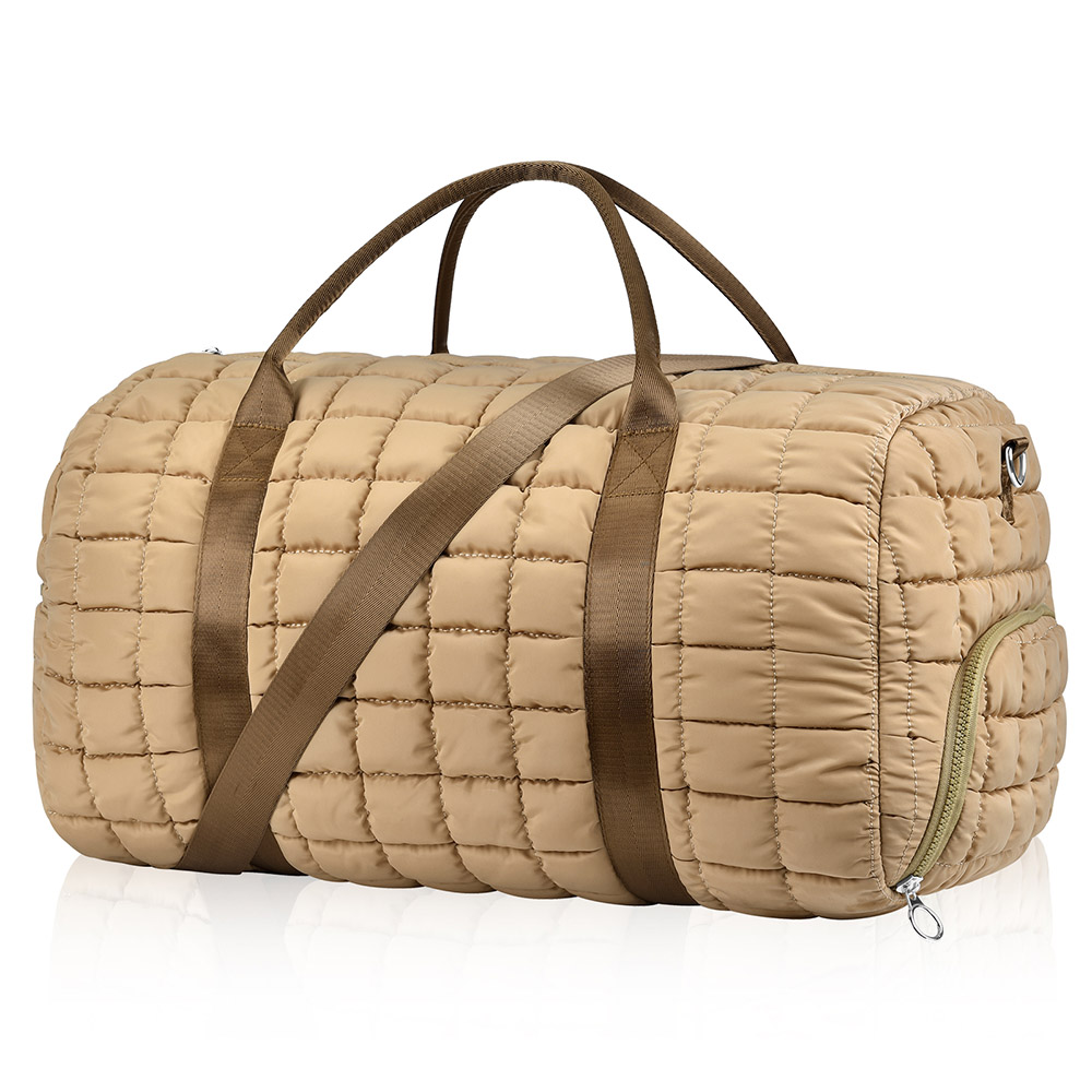 Trust-U Quilted Travel Duffle Bag for Women Medium Weekender Bag Puffer Overnight Bag Large Soft Puffy Duffel Bag Carry-On Gym Bag