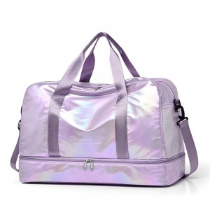Trust-U Women’s Iridescent  Duffel Bag with Shoe Compartment, Lightweight Travel Gym Tote with Adjustable Shoulder Strap