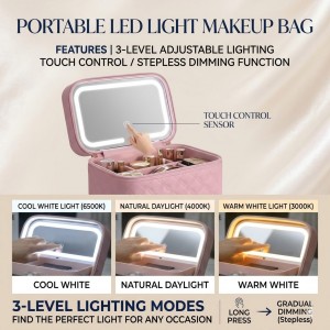TRUST-U Large Capacity Portable Cosmetic Storage Box Multifunctional Cosmetic Box with Inner Box Wholesale Waterproof LED
