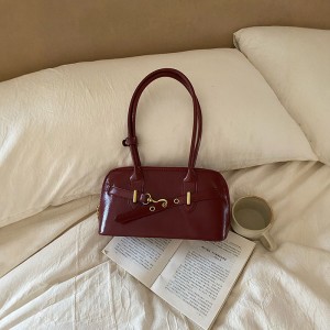 TRUST-U Retro bowling ball shoulder bag, women’s bag, underarm handle, large capacity pillow bag, textured solid color niche bag