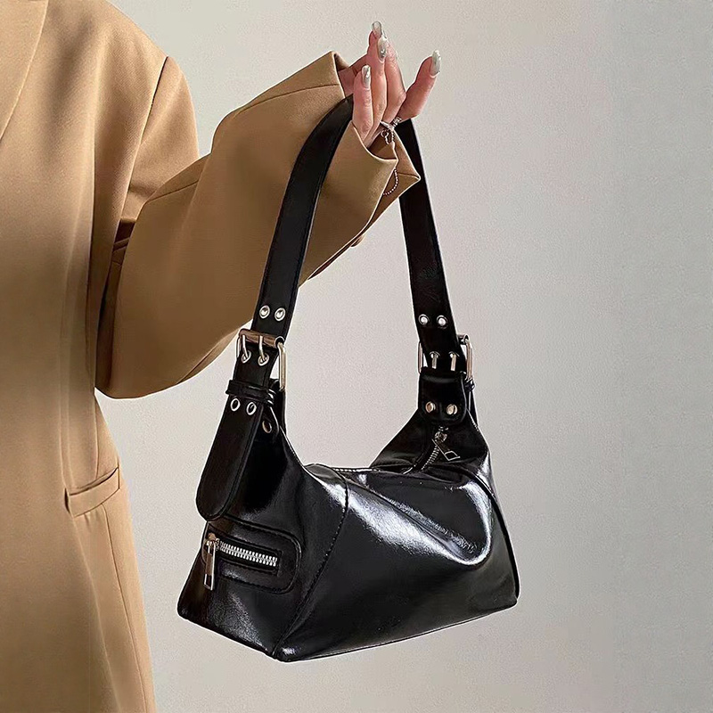 TRUST-U 2025 New Style Women’s Handbag, Spicy Motorcycle Handbag, Versatile Oil-Wax Leather Shoulder Bag