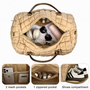 Trust-U Quilted Travel Duffle Bag for Women Medium Weekender Bag Puffer Overnight Bag Large Soft Puffy Duffel Bag Carry-On Gym Bag