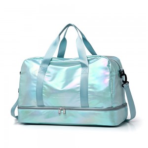 Trust-U Women’s Iridescent  Duffel Bag with Shoe Compartment, Lightweight Travel Gym Tote with Adjustable Shoulder Strap