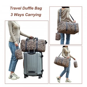 Trust-U Leopard Print Gym Bag for Women, Travel Duffle Bag Lightweight Carry On Overnight Bag with A Toiletry Bag