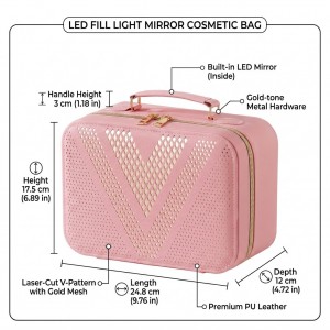 TRUST-U New Style with Light LED Mirror Beauty Makeup Bag Travel Bag Storage Bag Multifunctional Portable Professional Makeup Box