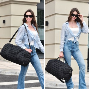 Trust-U Quilted Travel Duffle Bag for Women Medium Weekender Bag Puffer Overnight Bag Large Soft Puffy Duffel Bag Carry-On Gym Bag