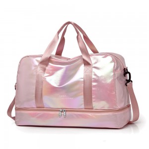 Trust-U Women’s Iridescent  Duffel Bag with Shoe Compartment, Lightweight Travel Gym Tote with Adjustable Shoulder Strap