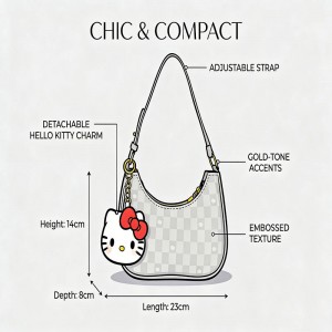 Sac bandoulière TRUST-U Hello Kitty, motif à carreaux roses, adorable sac à bandoulière en forme de croissant de lune