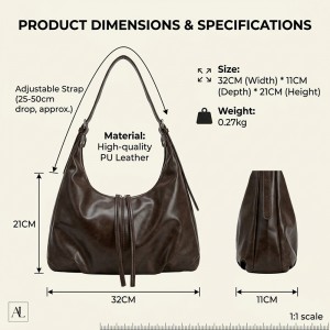 TRUST-U Retro-style underarm bag, new autumn/winter style, relaxed and fashionable Korean tote bag, large capacity crossbody bag