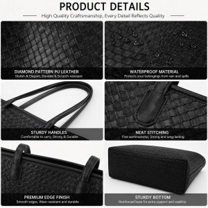 TRUST-U Women’s Tote Bag – Waterproof Diamond PU Leather Work Bag with Reinforced Handles