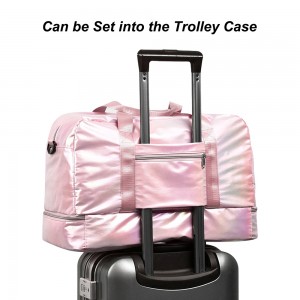 Trust-U Women’s Iridescent  Duffel Bag with Shoe Compartment, Lightweight Travel Gym Tote with Adjustable Shoulder Strap