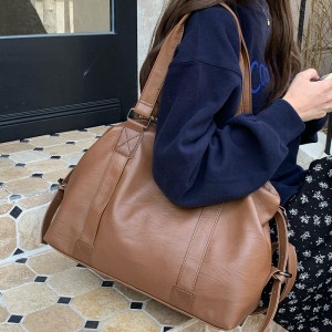 TRUST-U Unisex Waterproof PU Leather Duffle Bag – Large Capacity Travel Tote with Wet Pocket