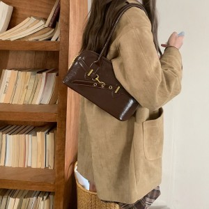 TRUST-U Retro bowling ball shoulder bag, women’s bag, underarm handle, large capacity pillow bag, textured solid color niche bag