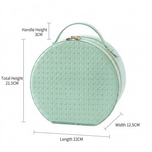 TRUST-U LED Light with Mirror Round Cosmetic Case Large Capacity Travel Portable Cosmetic Storage Bag