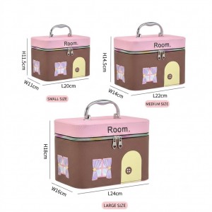 TRUST-U Large-capacity Cosmetic Bag with High-end Girly House Pattern, Mirror, Portable and Multifunctional Storage