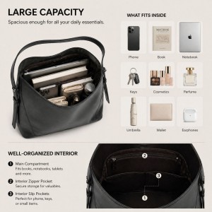 TRUST-U Large Capacity Tote Bucket Bag – Premium High-End Commuter Handbag with Inner Pockets for Work & Travel