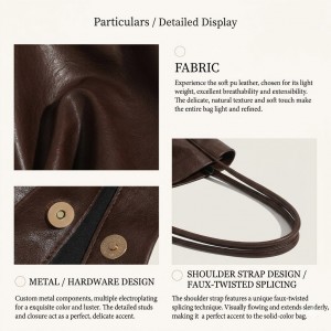 TRUST-U Merlad Tote Bag Large Capacity Suitable for Work Commuting Shoulder Bag Casual PU Tote Bag