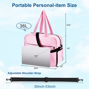 TRUST-U Gym Bag for Women, Carry on Travel Duffel Bag, Water-resistant Weekender with Shoe Compartment for Gym Travel Work