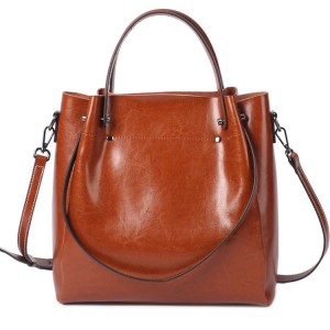 TRUST-U Cowhide Leather Women’s Shoulder Bag Tote Large Capacity Fashion Crossbody Handbag Bag Commuter Shopping Tote bag