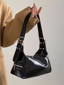 TRUST-U 2025 New Style Women’s Handbag, Spicy Motorcycle Handbag, Versatile Oil-Wax Leather Shoulder Bag