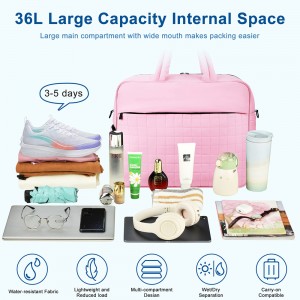 TRUST-U Gym Bag for Women, Carry on Travel Duffel Bag, Water-resistant Weekender with Shoe Compartment for Gym Travel Work
