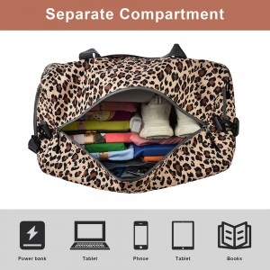 Trust-U Leopard Print Gym Bag for Women, Travel Duffle Bag Lightweight Carry On Overnight Bag with A Toiletry Bag