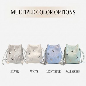 TRUST-U Butterfly chain bucket bag, simple and stylish drawstring pleated design, chic and unique women’s shoulder bag