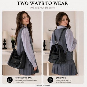 TRUST-U Retro Minimalist Soft Leather Backpack with Multiple Carrying Options and Adjustable Shoulder Tote Bag