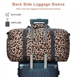 Trust-U Leopard Print Gym Bag for Women, Travel Duffle Bag Lightweight Carry On Overnight Bag with A Toiletry Bag