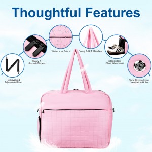TRUST-U Gym Bag for Women, Carry on Travel Duffel Bag, Water-resistant Weekender with Shoe Compartment for Gym Travel Work