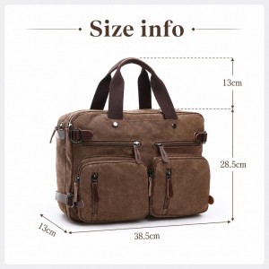 Trust-UCross-border business canvas and genuine leather briefcase, multifunctional tote and crossbody bag, large-capacity laptop bag, casual travel bag