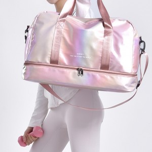Trust-U Women’s Iridescent  Duffel Bag with Shoe Compartment, Lightweight Travel Gym Tote with Adjustable Shoulder Strap
