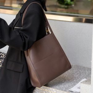 TRUST-U Women Solid Color Simple Genuine Leather Shoulder Bag, Ladies Waterproof Large Capacity Leather Handbags