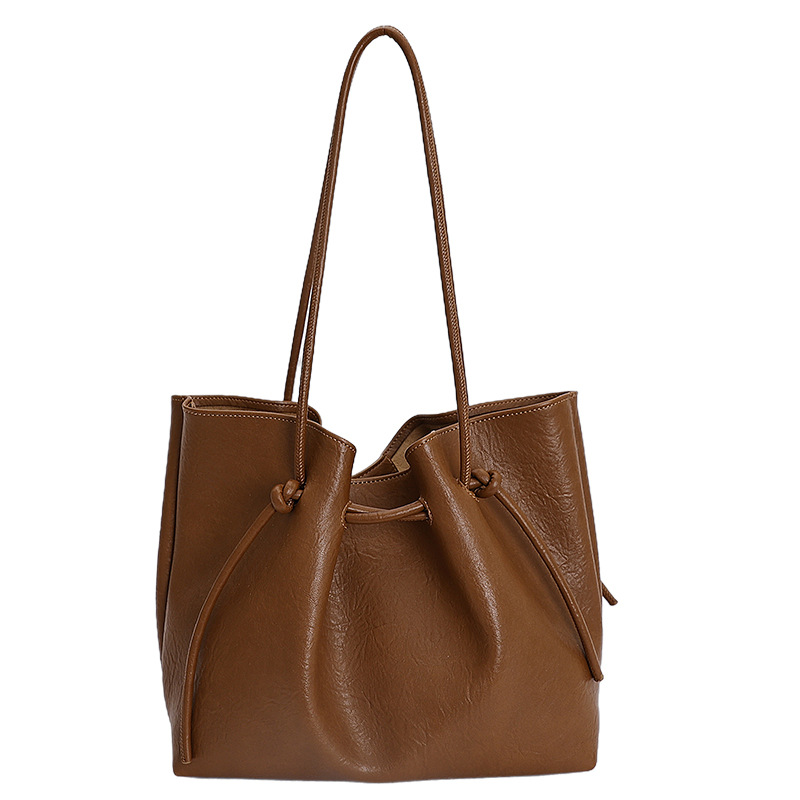 TRUST-U Korean Style Large Capacity Commuter Autumn and Winter Retro Lazy Style Strap Tote Bag