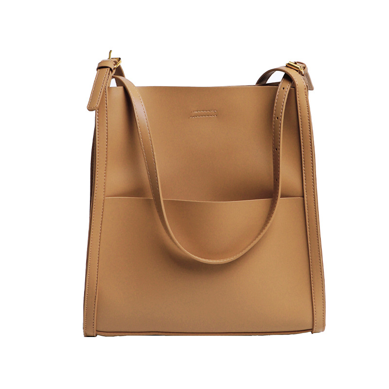 TRUST-U Women Solid Color Simple Genuine Leather Shoulder Bag, Ladies Waterproof Large Capacity Leather Handbags