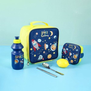 TRUST-U Square insulated kids lunch bag Cartoon Unicorn Space Print cute lunch box bag aluminum foil bento bag