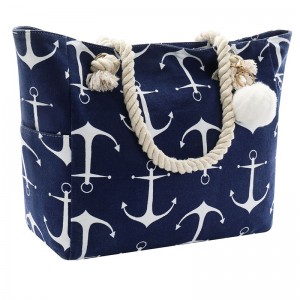 Trust-U Navy Blue Anchor Canvas Beach Travel Tote – Swimwear Storage and Toiletry Bag