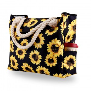 Trust-U Large Capacity Beach Tote Bag – Fashionable Print Women’s Canvas Handheld Crossbody Shoulder Bag