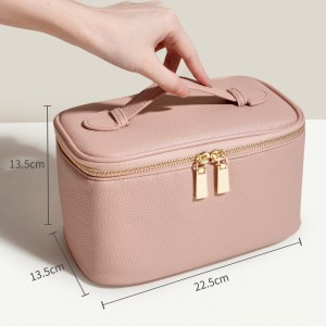 Çantë ruajtjeje TRUST-U, çantë katrore për makijazh prej lëkure PU, portative për ruajtje udhëtimi, me kapacitet të madh me dorezë, çantë kozmetike e ndarë