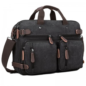 Trust-UCross-border business canvas and genuine leather briefcase, multifunctional tote and crossbody bag, large-capacity laptop bag, casual travel bag